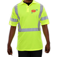 SAFETY POLO: HI VIS Unisex POLO SHIRT: LIME BIRDSEYE: ANSI 3