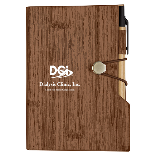Woodgrain Look Notebook with Sticky Notes and Flags - Brown