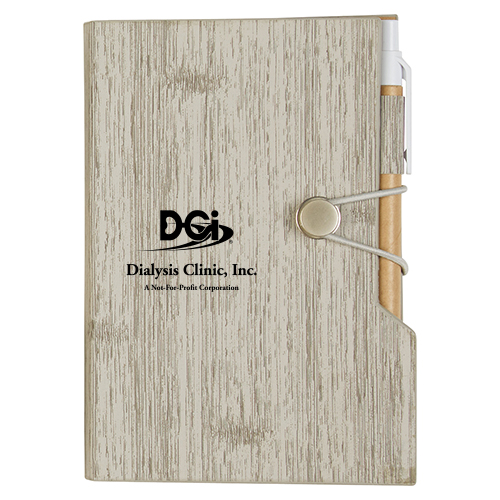 Woodgrain Look Notebook with Sticky Notes and Flags - Gray